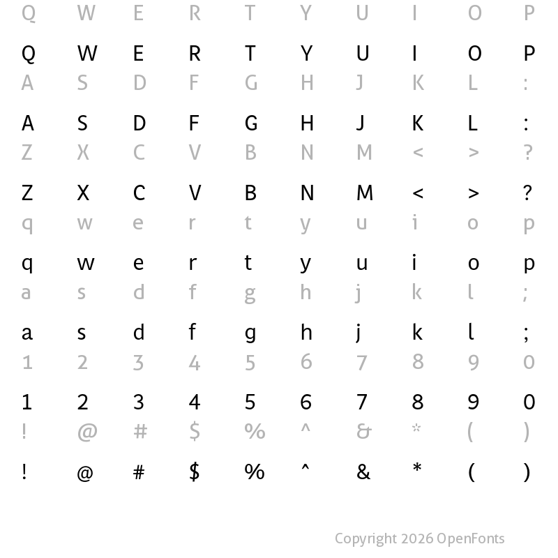 Character Map of MultiText Regular
