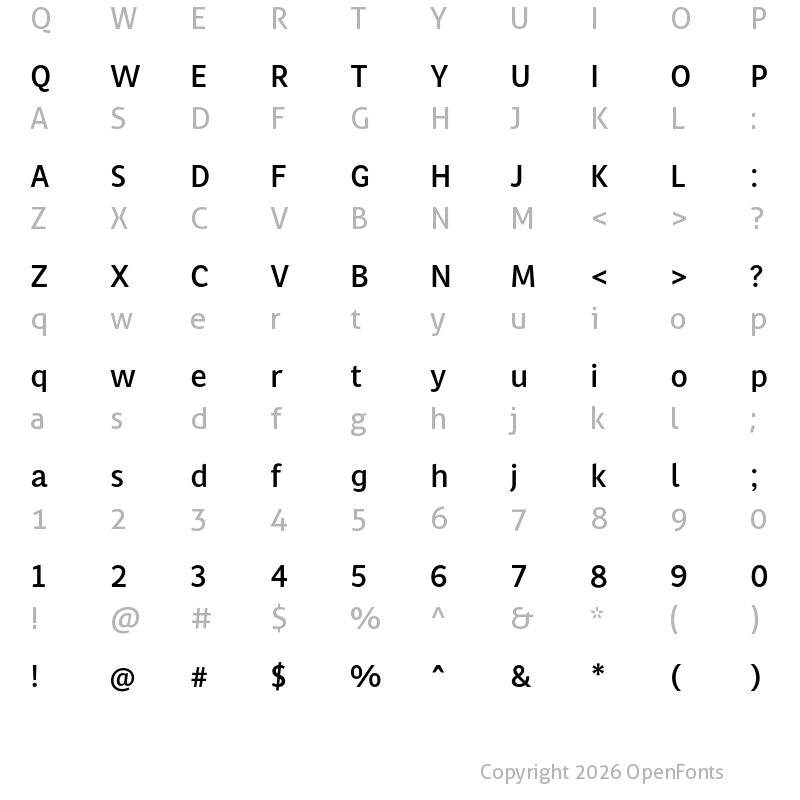 Character Map of MultiText SemiBold