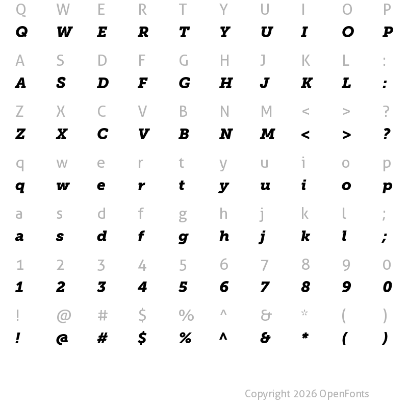 Character Map of Museo Slab 900 Italic