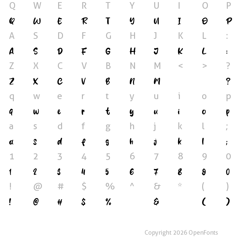 Character Map of Mustard Smile Regular