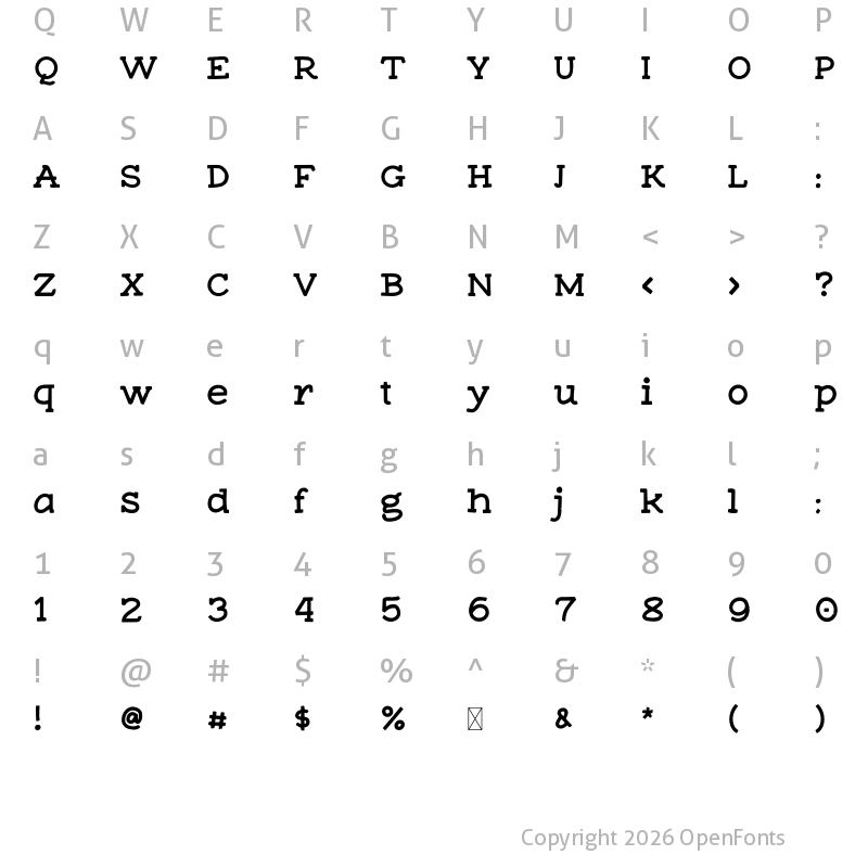 Character Map of My Books Regular