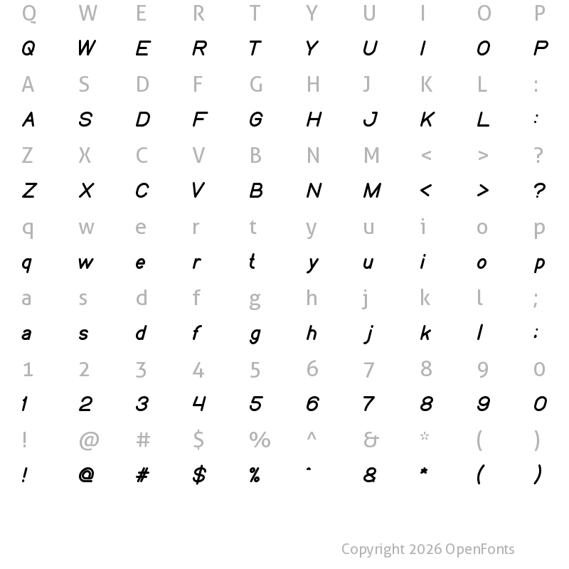 Character Map of my font Regular