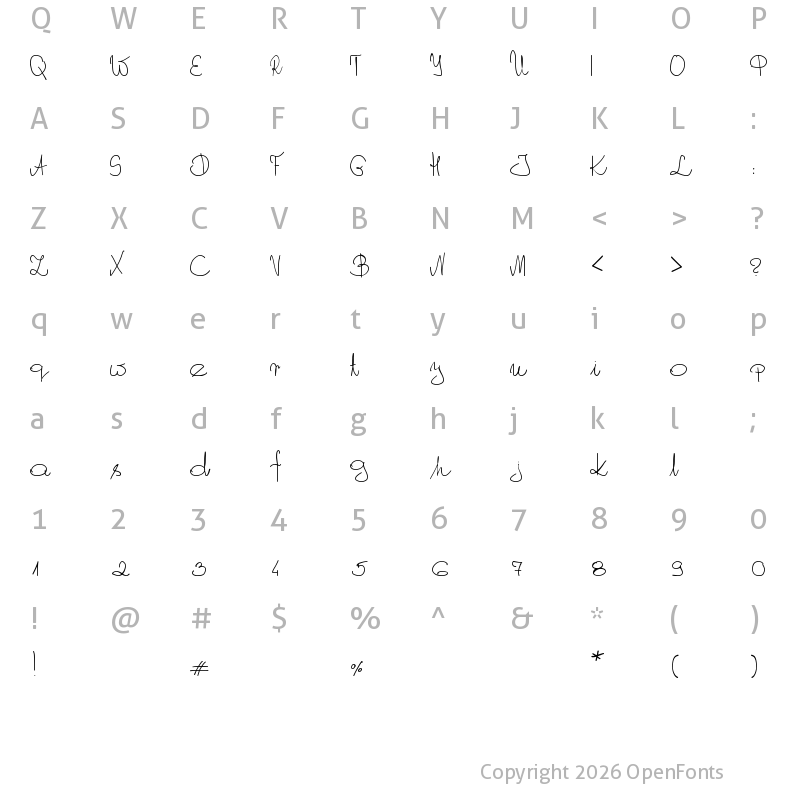 Character Map of My Own Script PL Regular