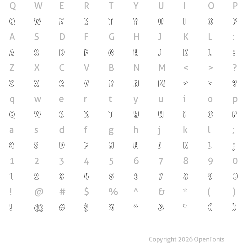 Character Map of Myfrida Hollow Regular
