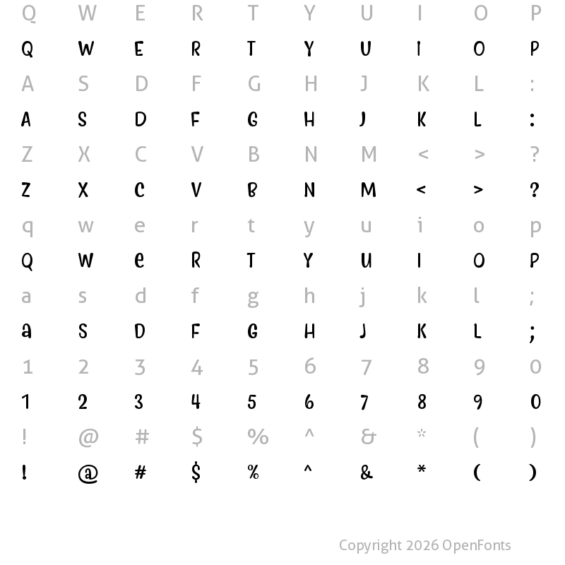 Character Map of Myfrida Regular
