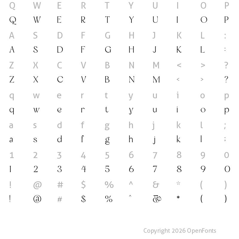 Character Map of Mykanzi Regular