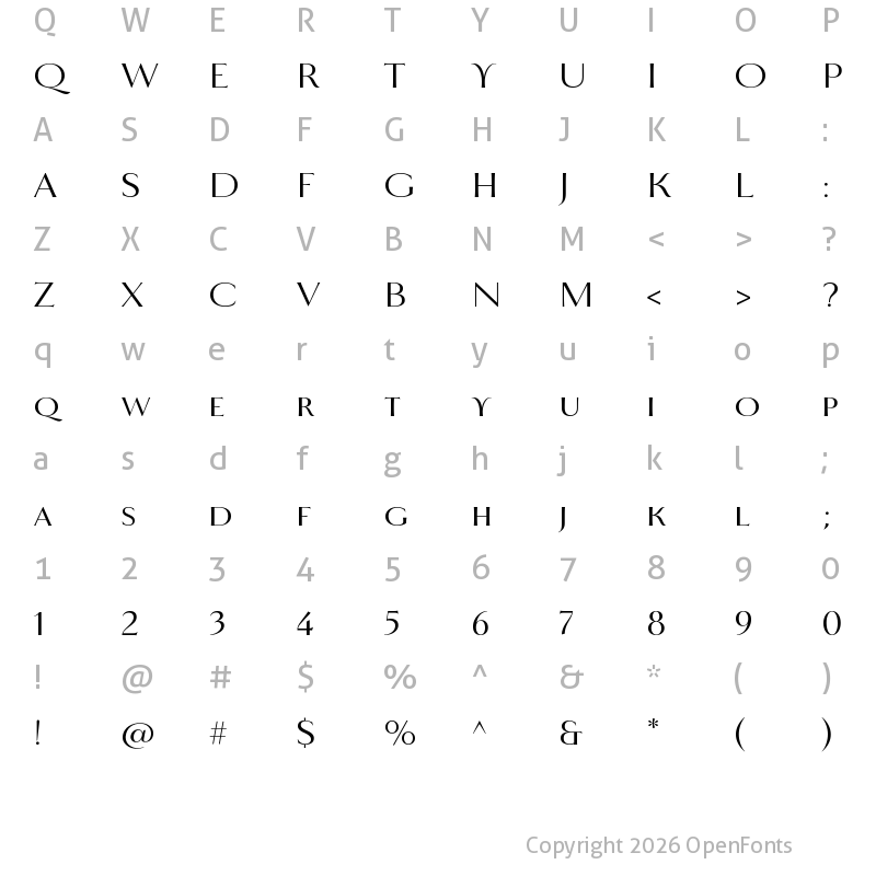 Character Map of Mynaruse Flare Regular Regular