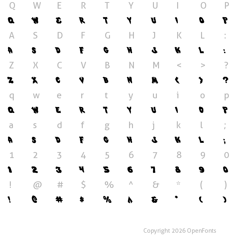 Character Map of Mystic Singler Leftalic Italic