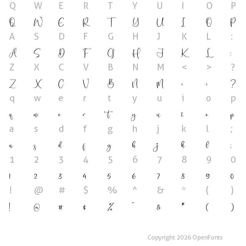 Character Map of Nagitha Sweety Regular