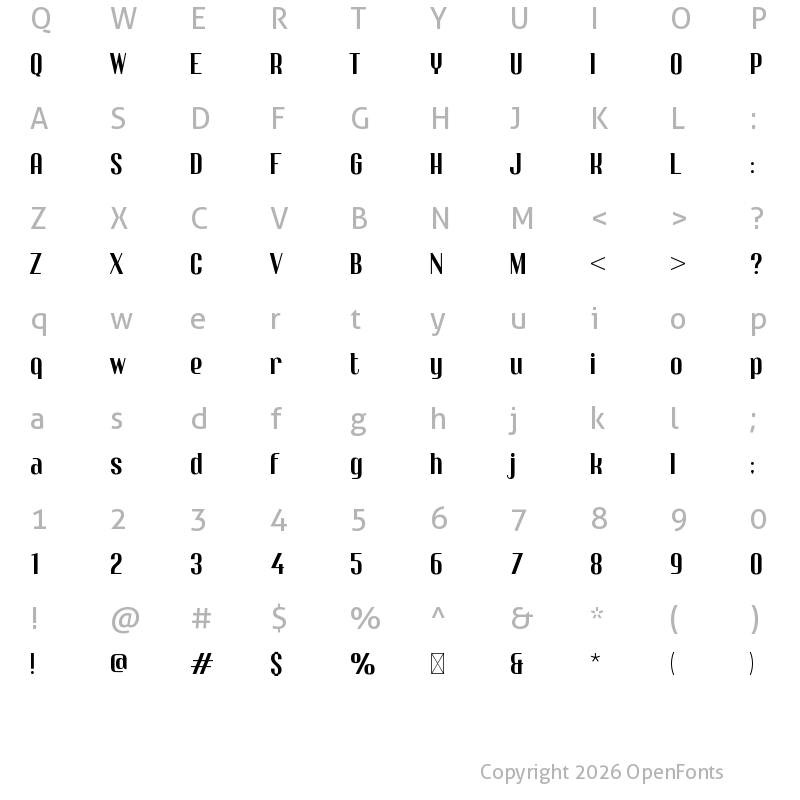 Character Map of Nailhead Nova Regular