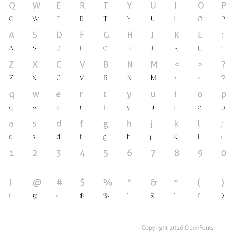 Character Map of Nalieta Regular