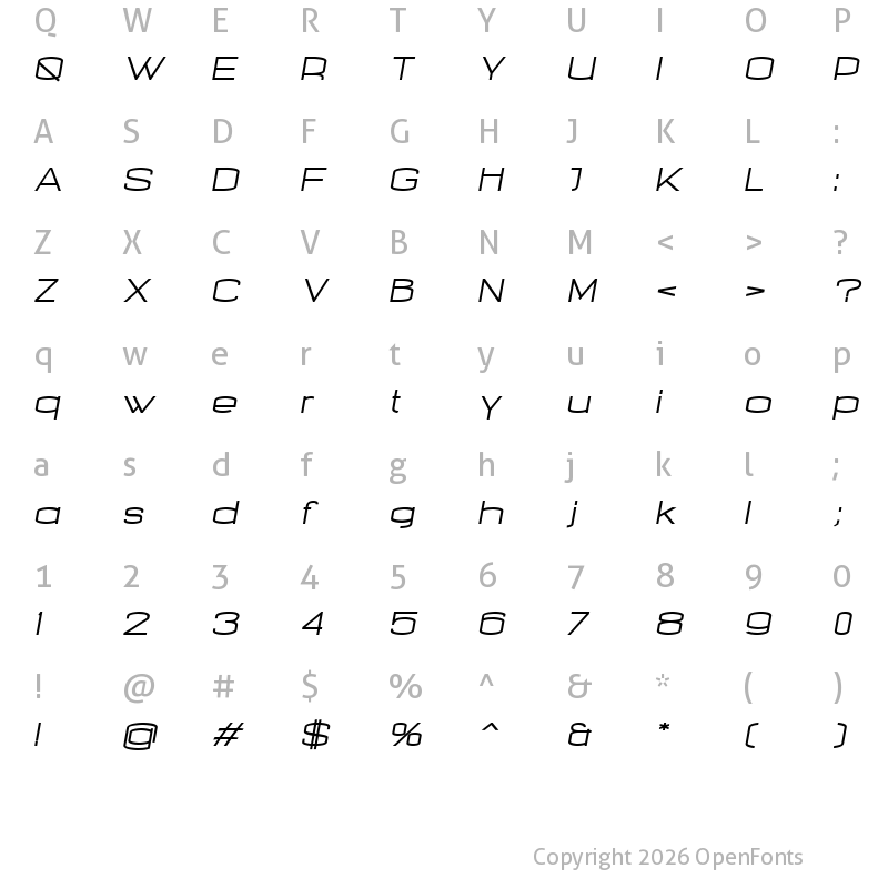 Character Map of Nalom Italic