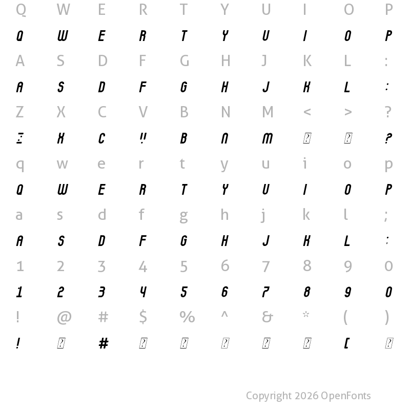 Character Map of Nando Italic
