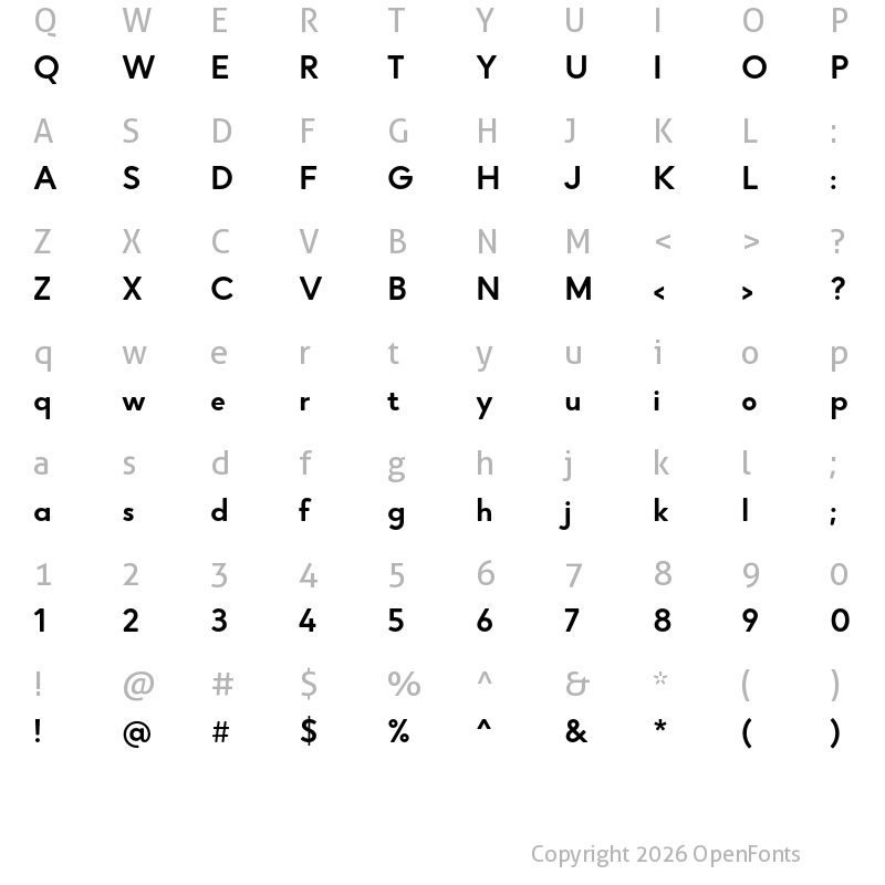 Character Map of Narin Bold