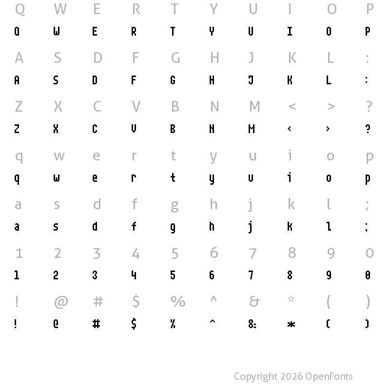 Character Map of Narrow Rectangle-7 Regular
