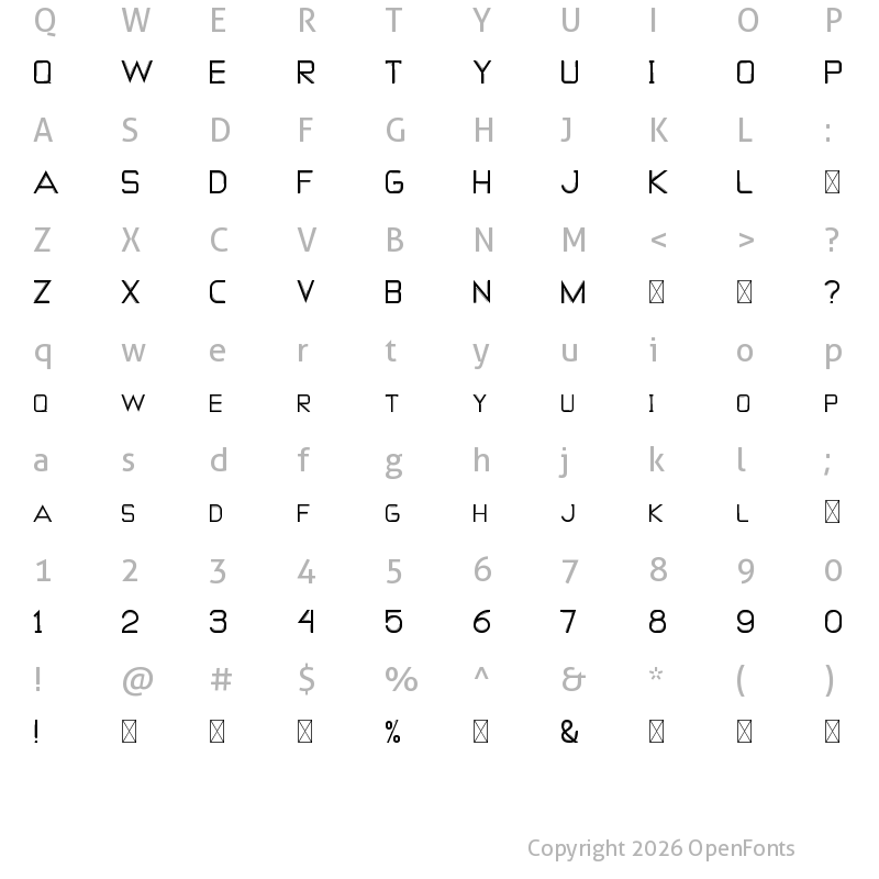Character Map of NARROW STREETS Regular