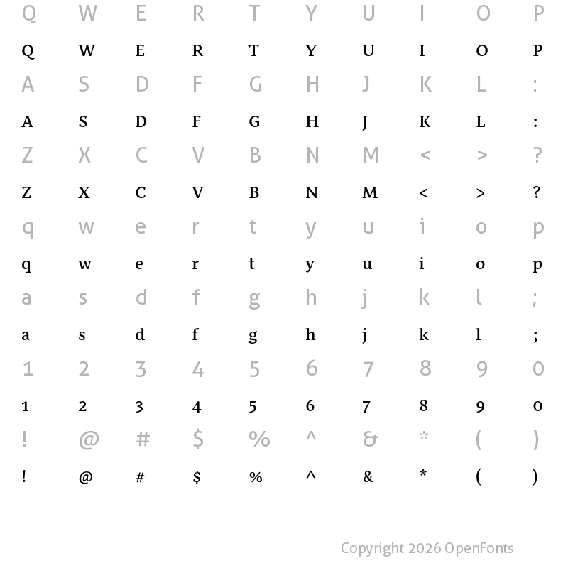 Character Map of Nassim Arabic Pro Medium