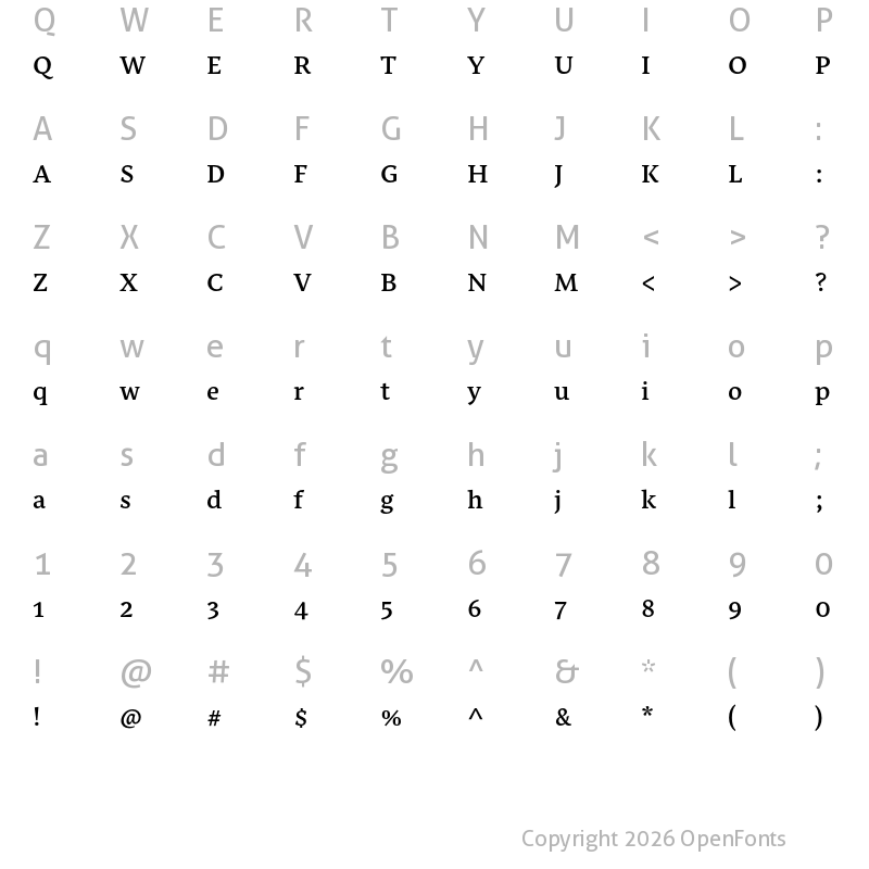 Character Map of Nassim Latin Medium