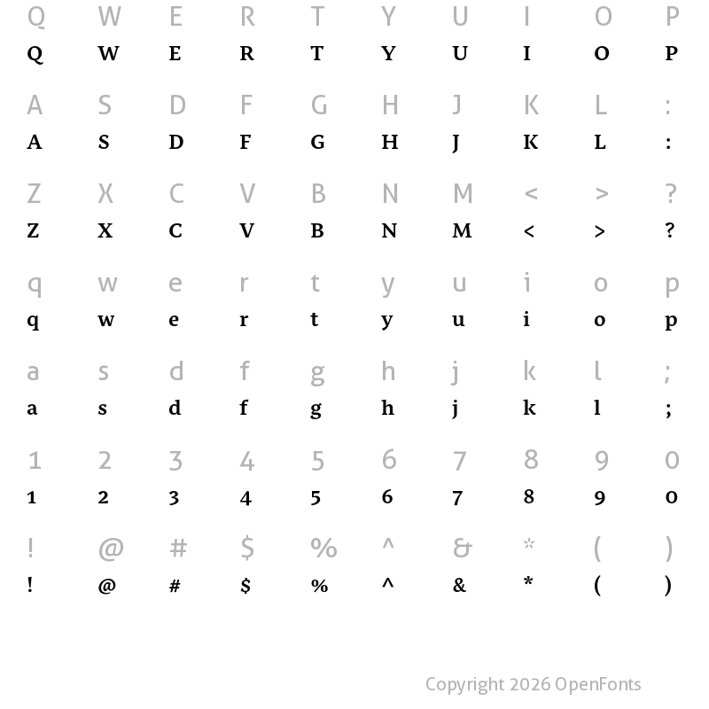 Character Map of Nassim Latin Semibold