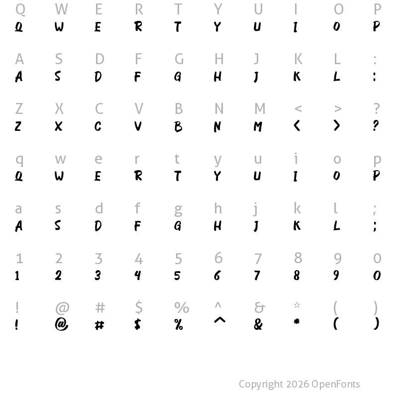 Character Map of Nastice Regular