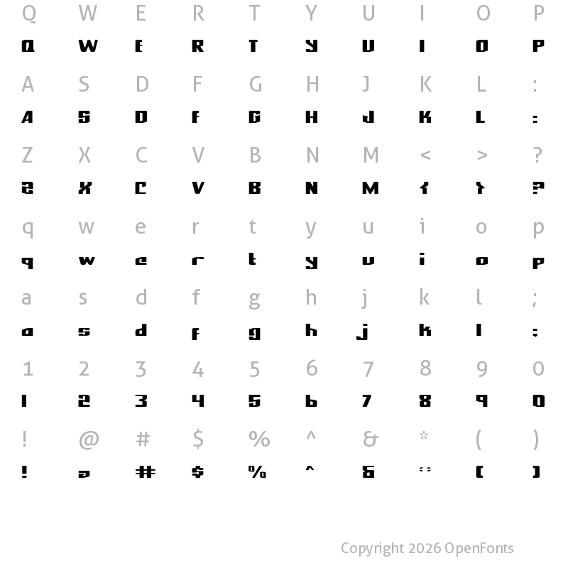 Character Map of National Express Expanded Expanded