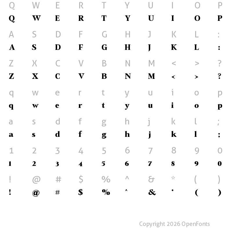 Character Map of Native Txt Bold