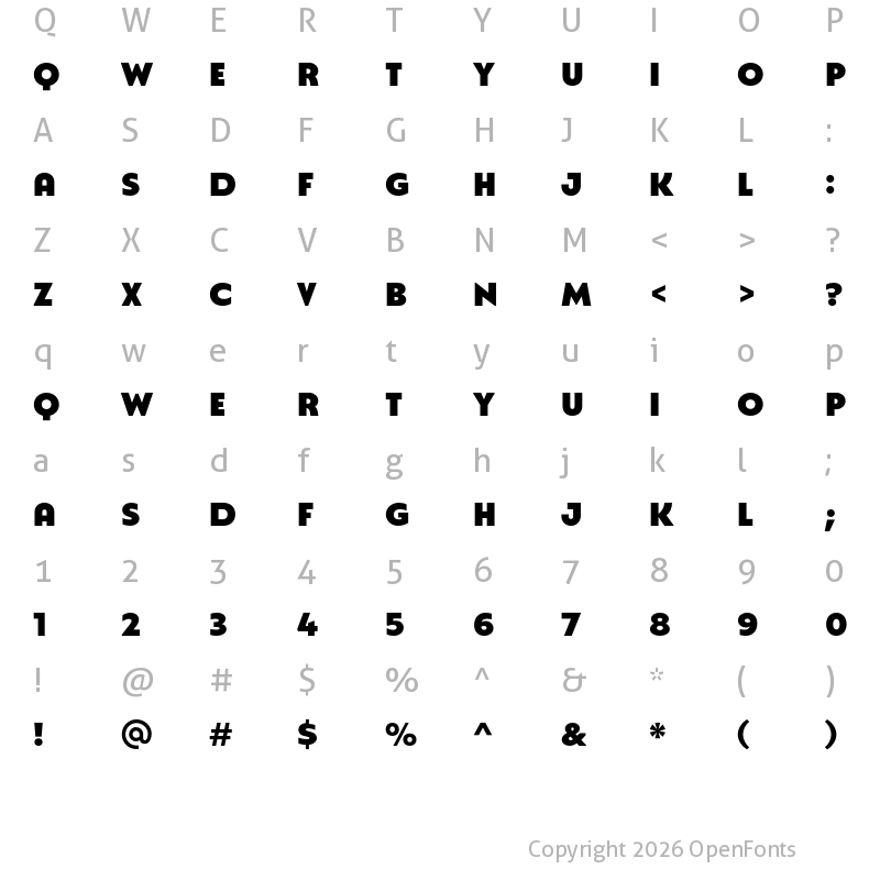 Character Map of Natom Pro Title Black