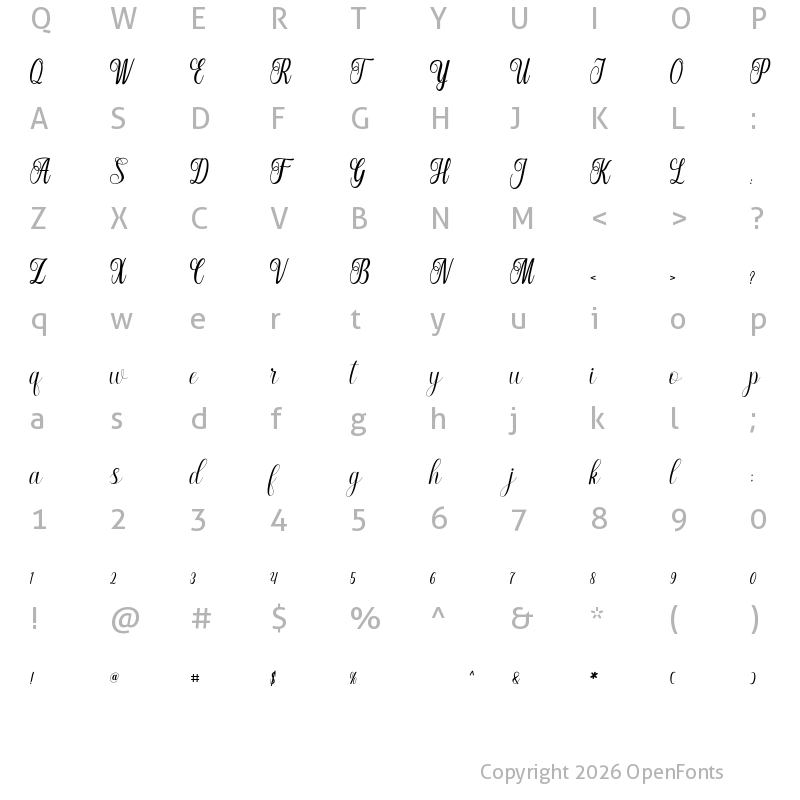 Character Map of Nattalia Regular