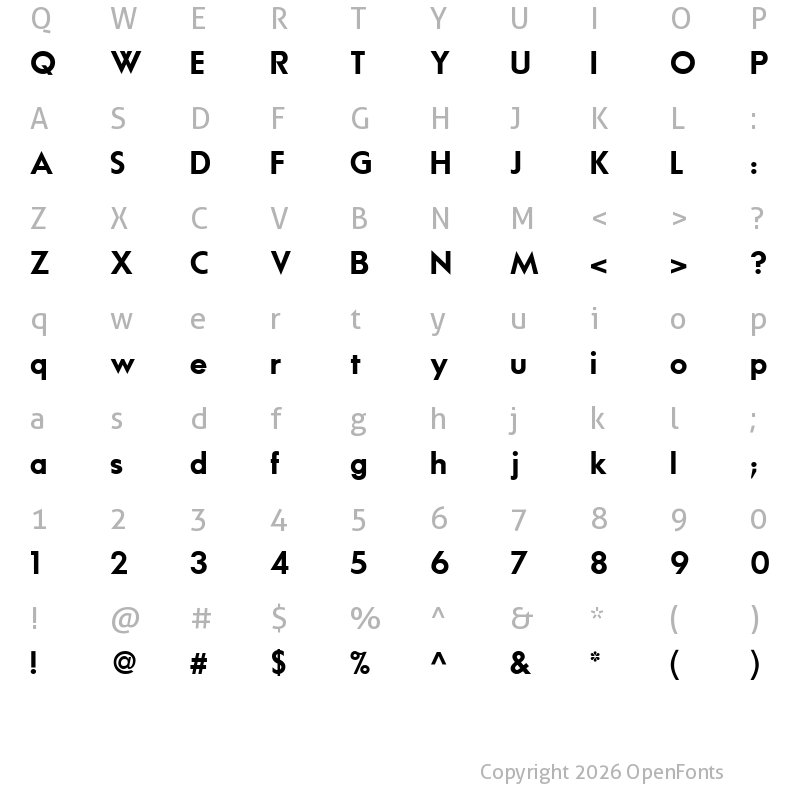 Character Map of NBC Futura Medium