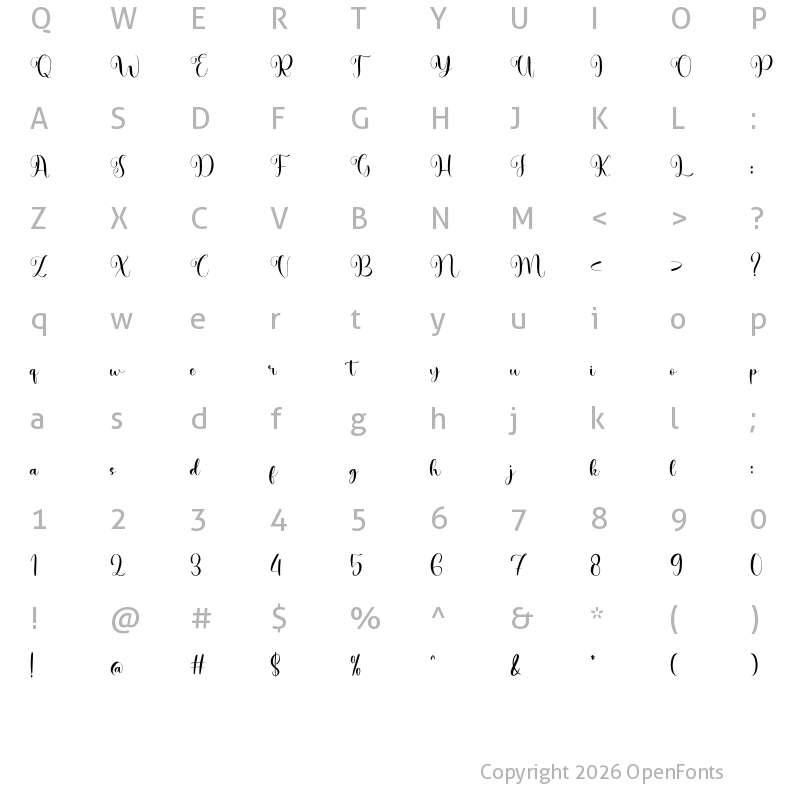Character Map of NCL Sojileq Qurtesy Demo