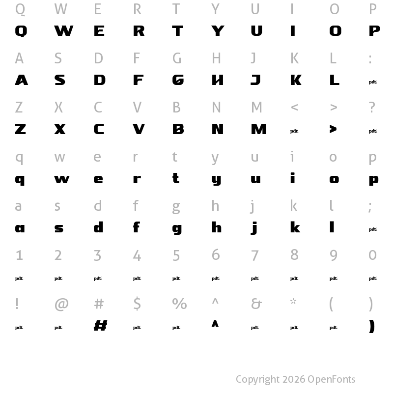 Character Map of NEBORA Black