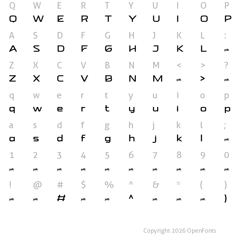 Character Map of NEBORA Extra Light