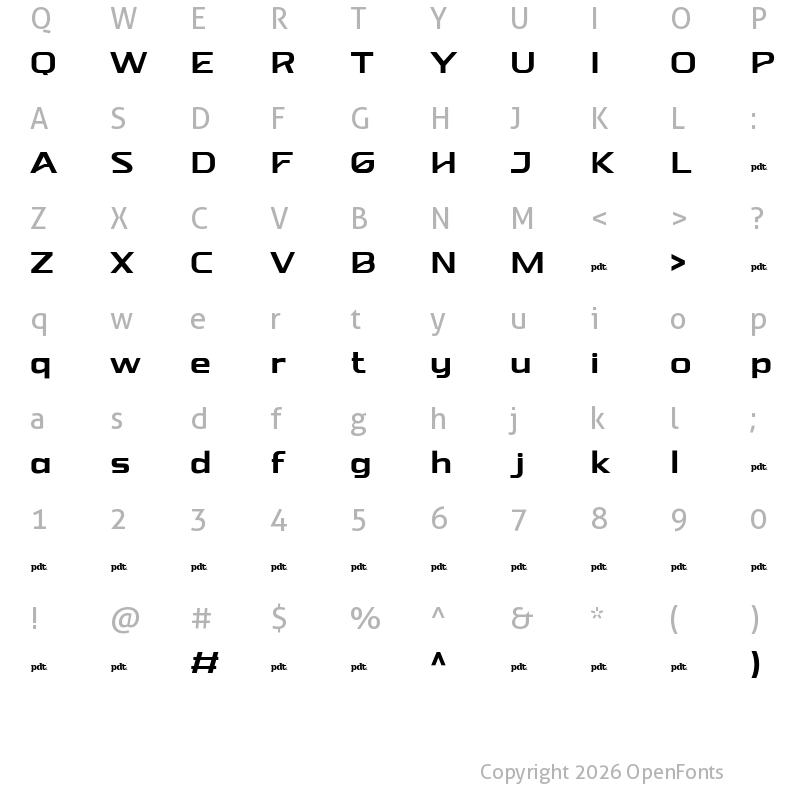 Character Map of NEBORA Regular