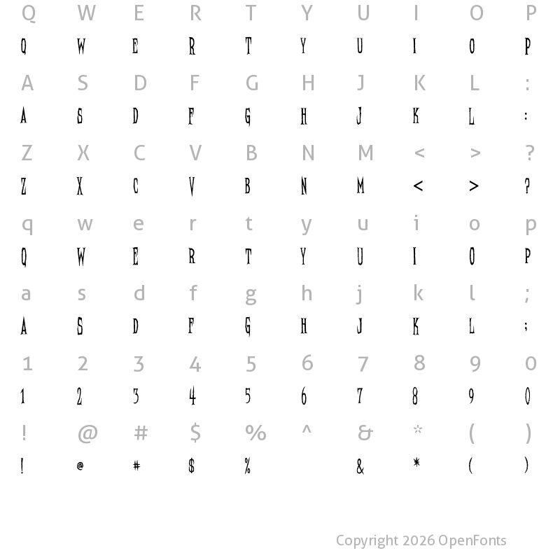 Character Map of Needleteeth Psycho Regular