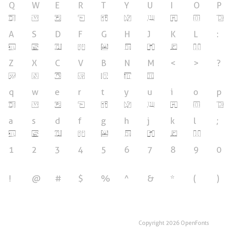 Character Map of Negative Space Hollow Regular