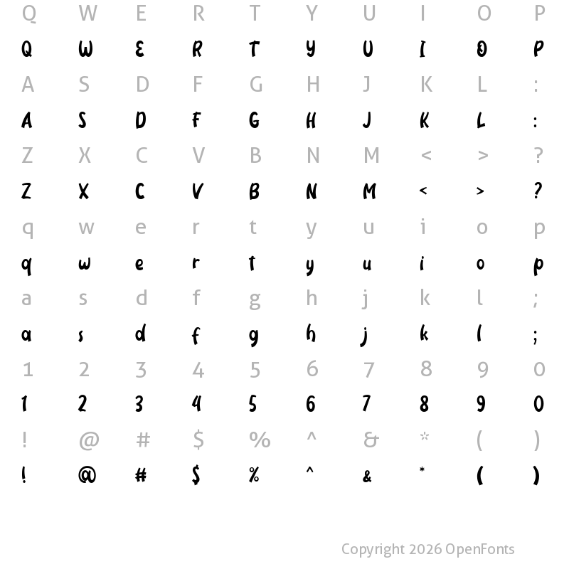 Character Map of Neigfriste Regular