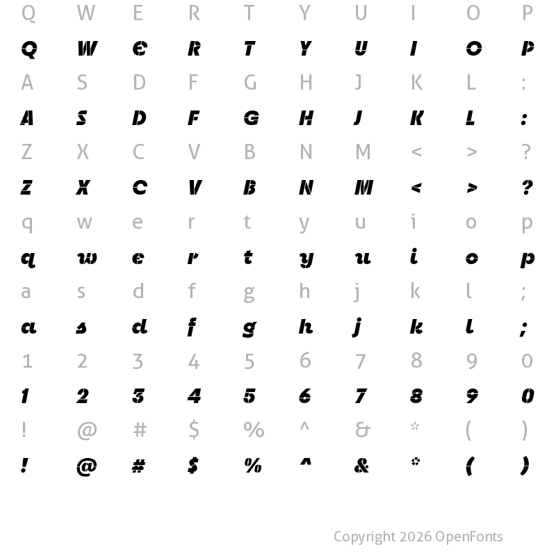 Character Map of Neighbor Stencil Black Italic