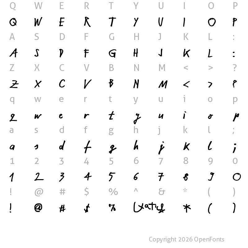 Character Map of NekoKoNeko Regular