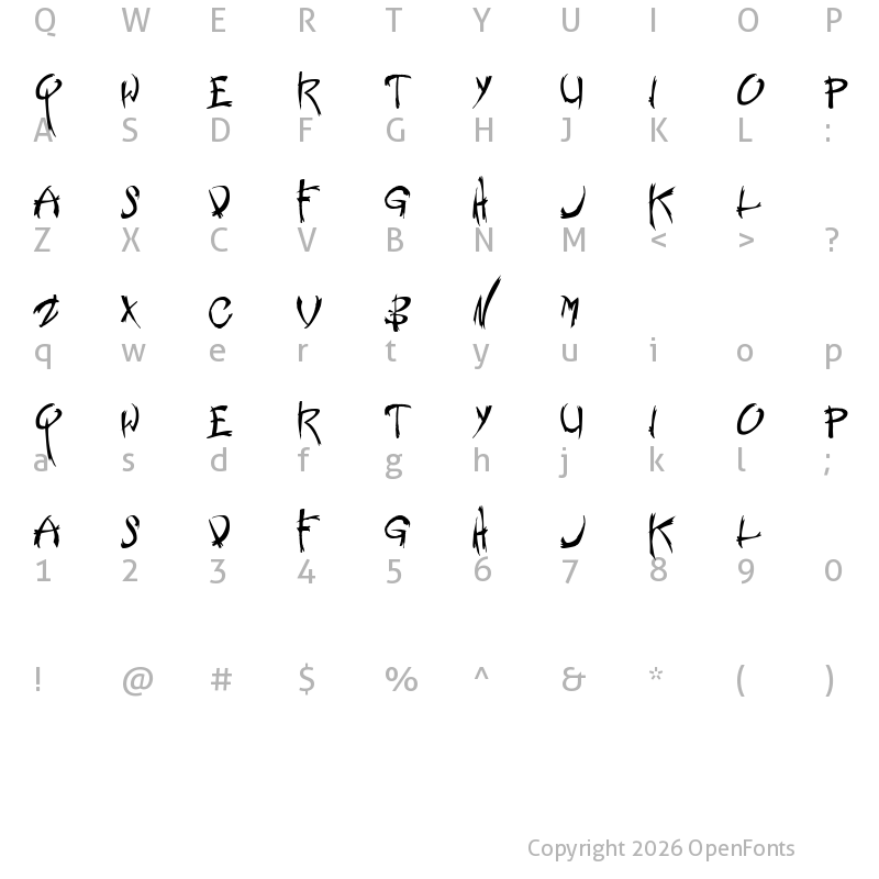 Character Map of Nemesis Shareware Regular