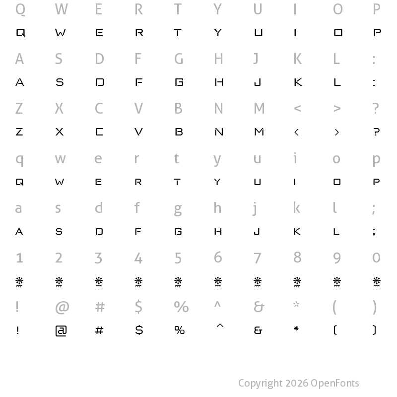Character Map of neo latina Regular