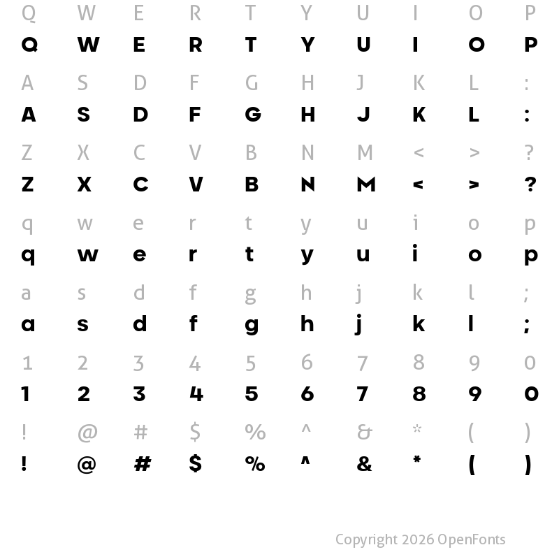 Character Map of Neometric Extra Bold