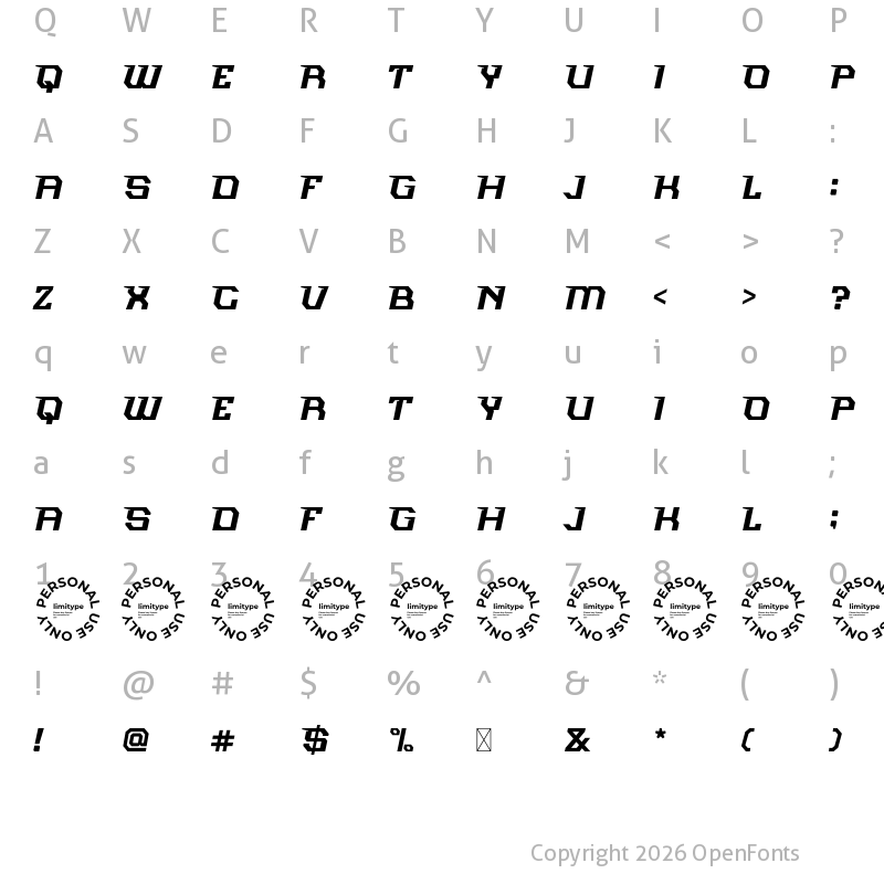 Character Map of Neosonic Personal Use