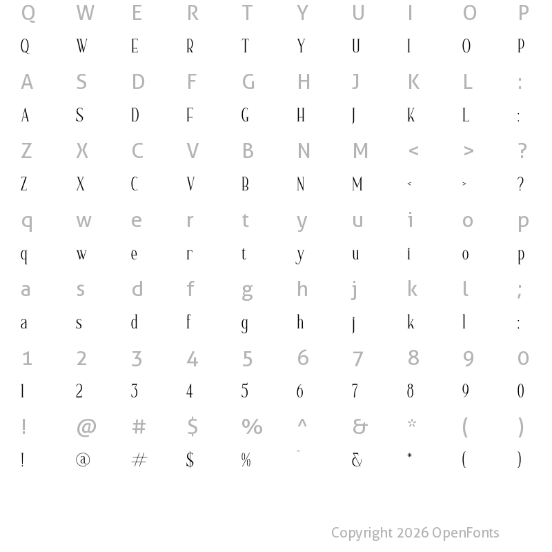 Character Map of Nerhole Regular