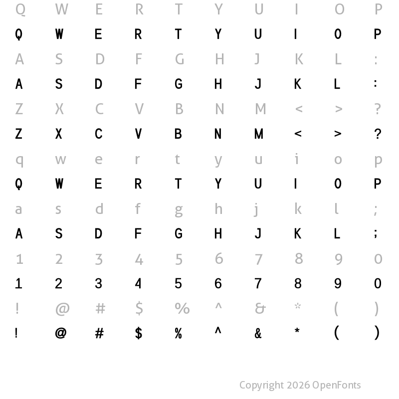 Character Map of Nervousm Bold