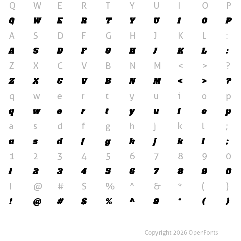 Character Map of Neue Aachen Pro Black Italic