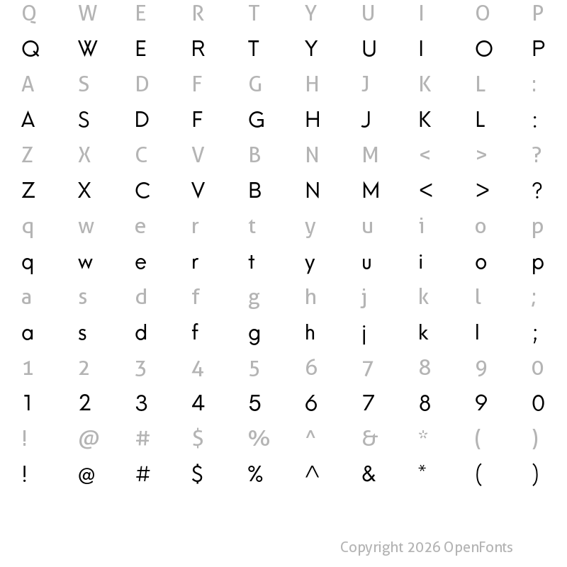 Character Map of Neue Hans Kendrick Regular