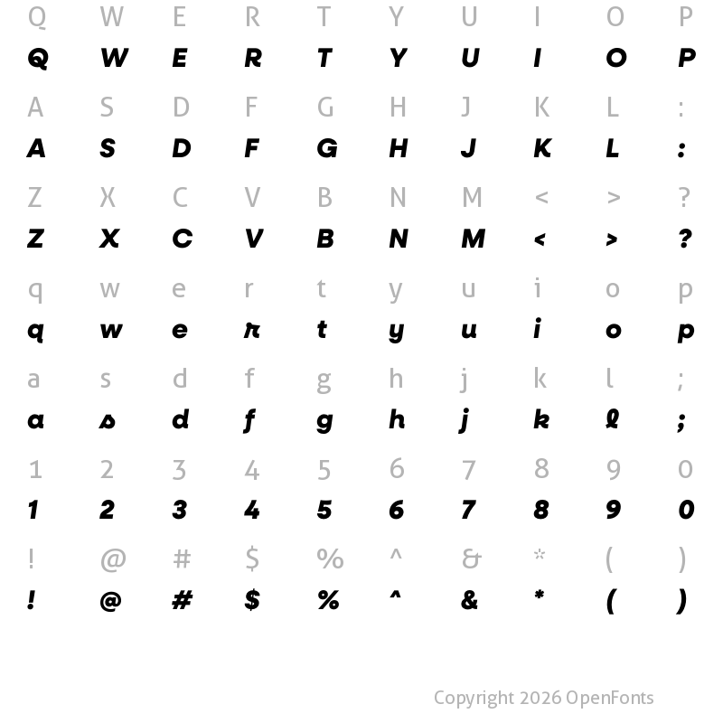 Character Map of Neulis Cursive Extra Bold Italic