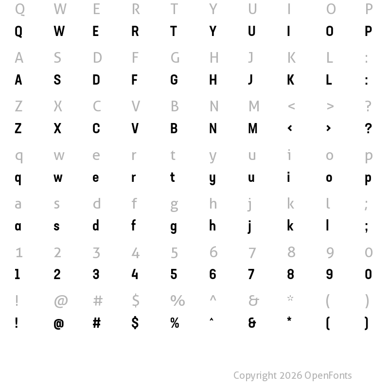 Character Map of Neusa Next Std Condensed Medium