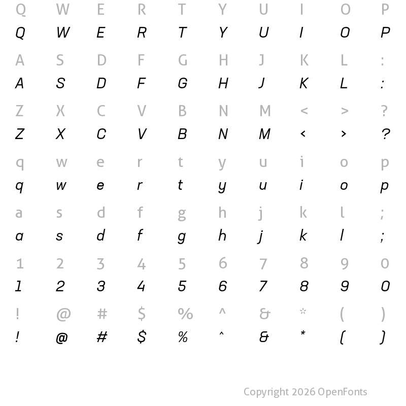 Character Map of Neusa Next Std Italic