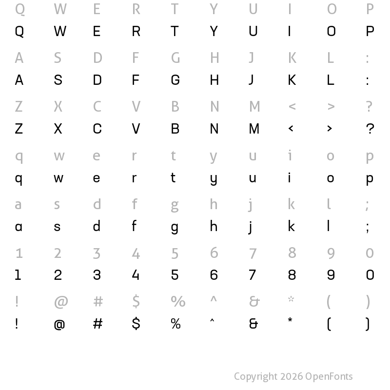 Character Map of Neusa Next Std Regular